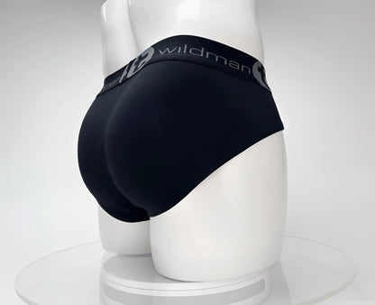 Black wildman wildmant cotton monster cock brief in cotton with subtle gray logo band in black color