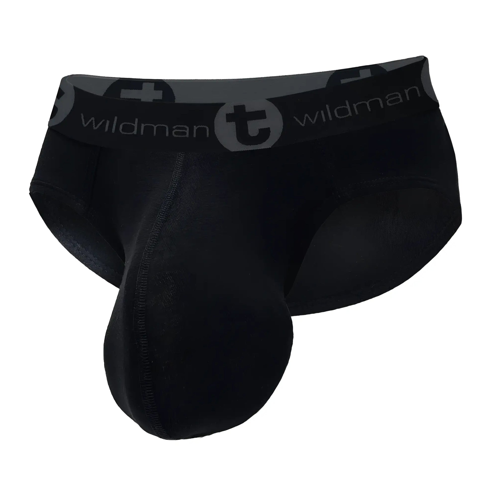 Black wildman men’s cotton briefs with contoured design and elastic waistband featuring brand logo