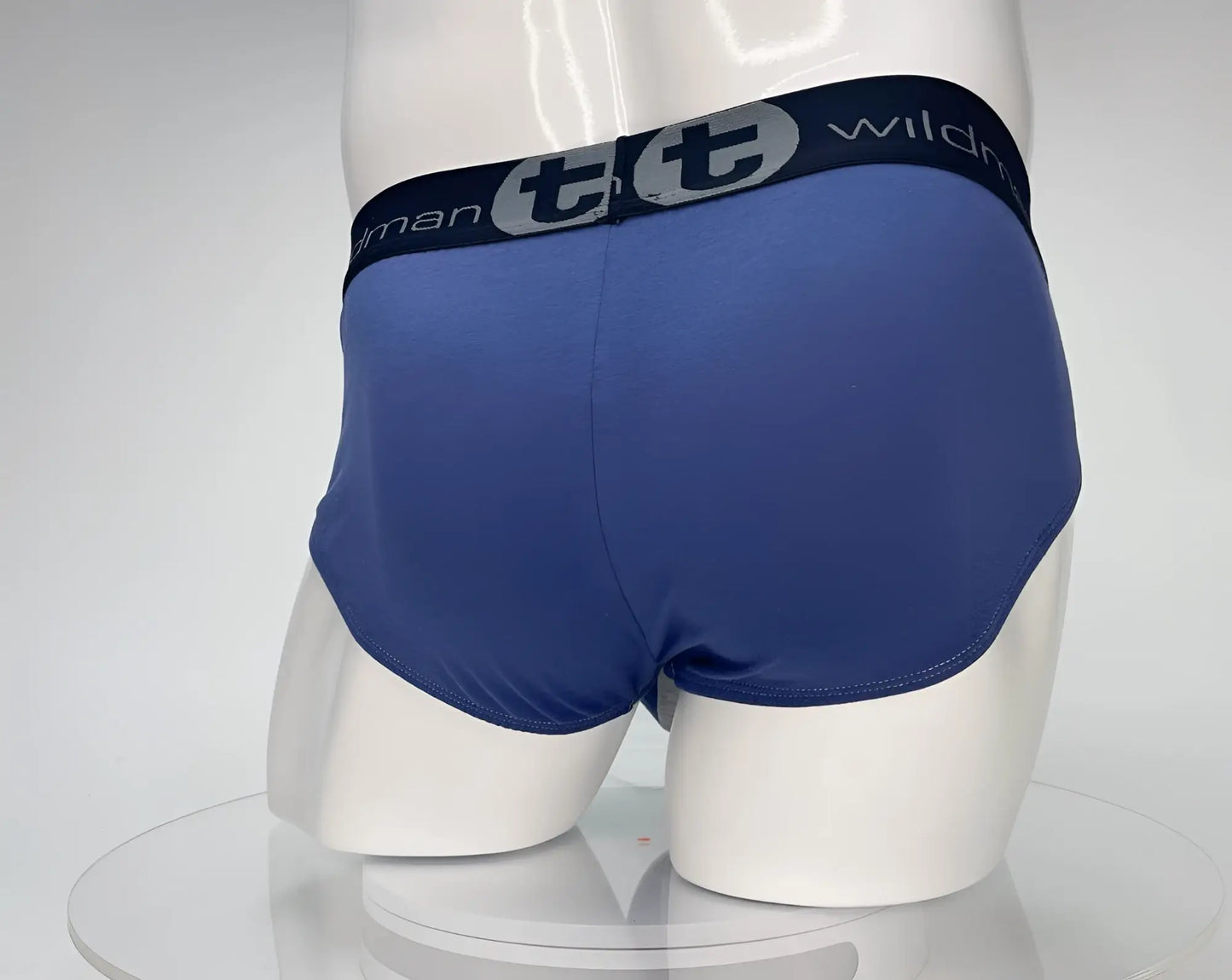 Wildmant cotton monster cock brief in dark blue cotton with black elastic waistband featuring the tt wildman logo