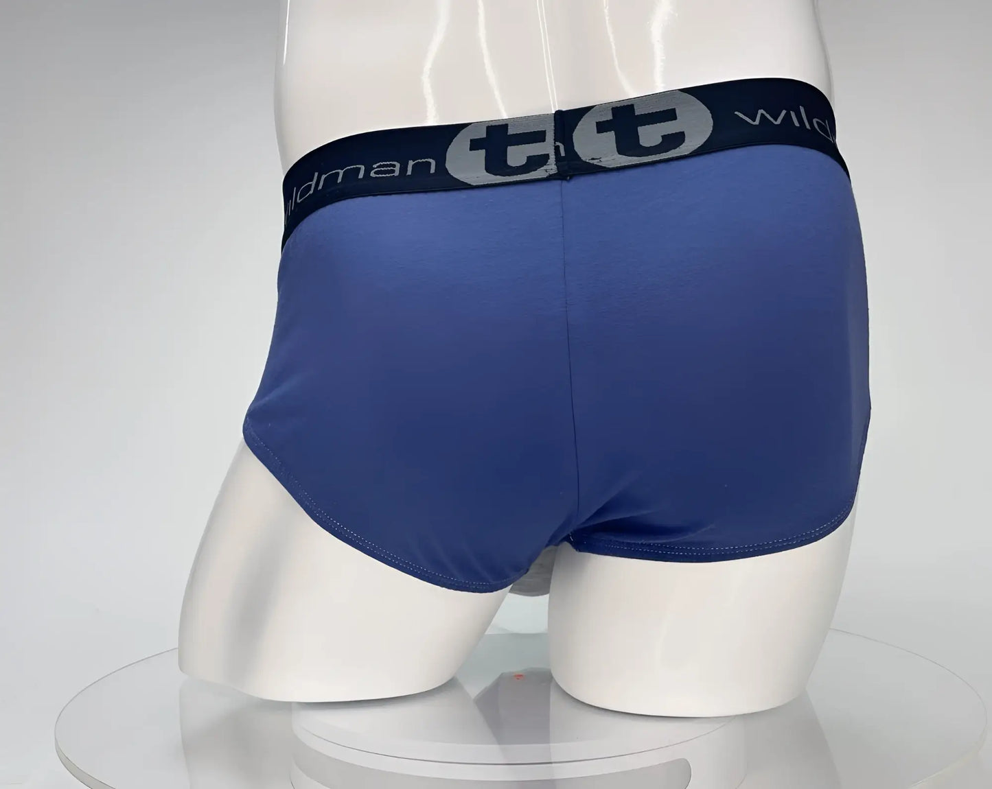Wildmant cotton monster cock brief in dark blue cotton with black elastic waistband featuring tt logo and wildman branding
