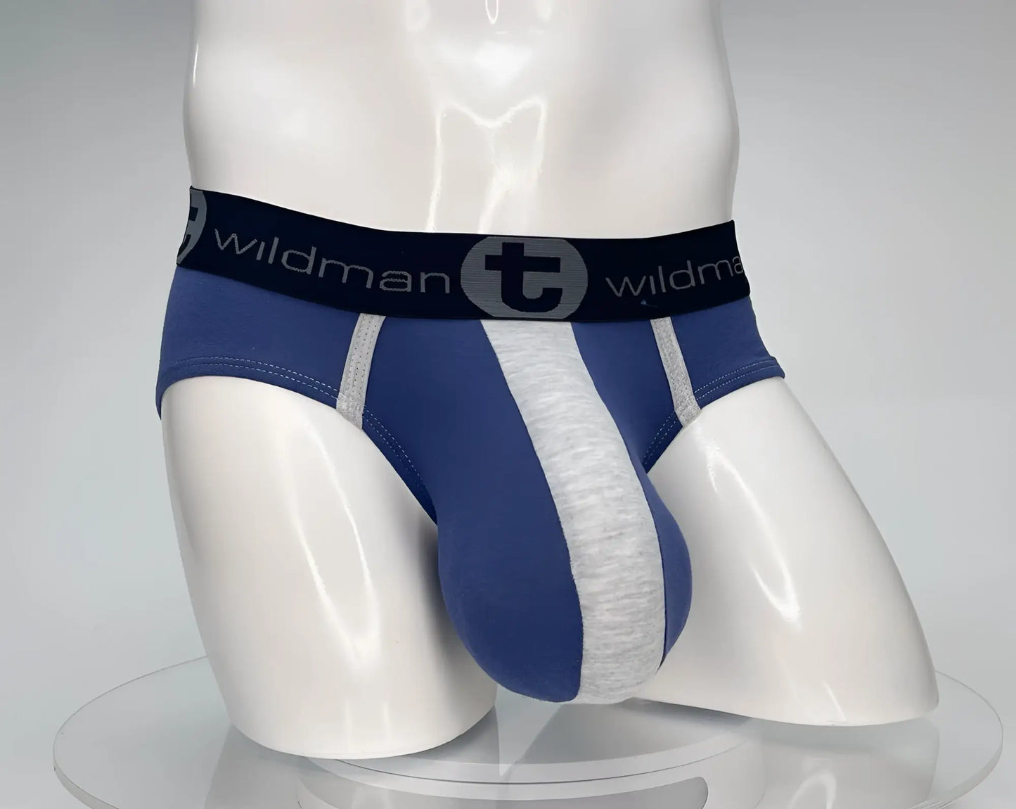 Wildmant cotton monster cock brief dark blue and gray men’s briefs with cotton fabric and black waistband logo