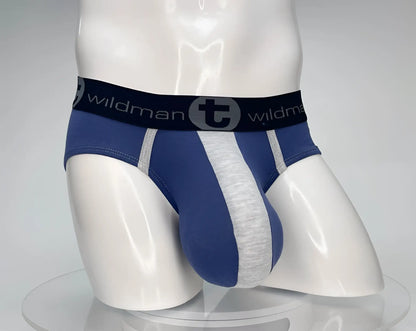 Wildmant cotton monster cock brief dark blue and gray men’s briefs with cotton fabric and black waistband logo