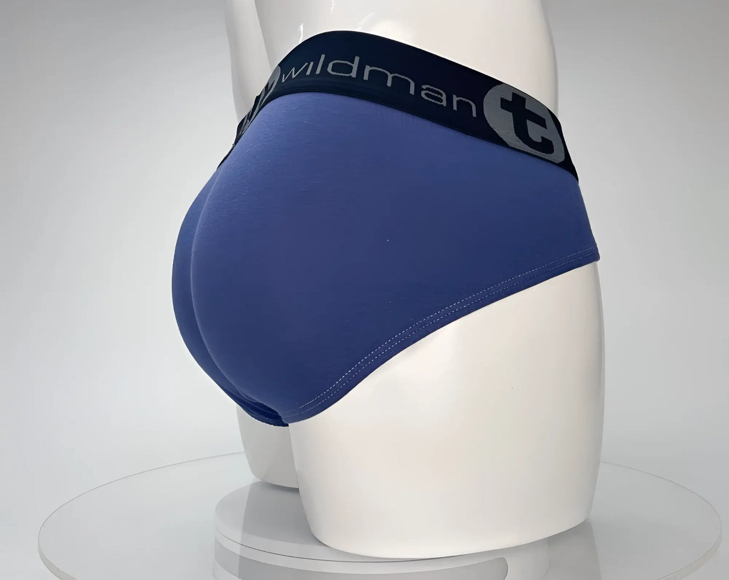 WildmanT cotton monster cock brief in dark blue with black waistband and gray accents featuring brand logo