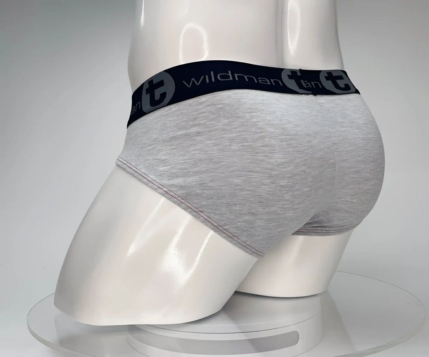 Gray heathered cotton briefs with black elastic wildman waistband from wildmant cotton monster cock brief red and gray
