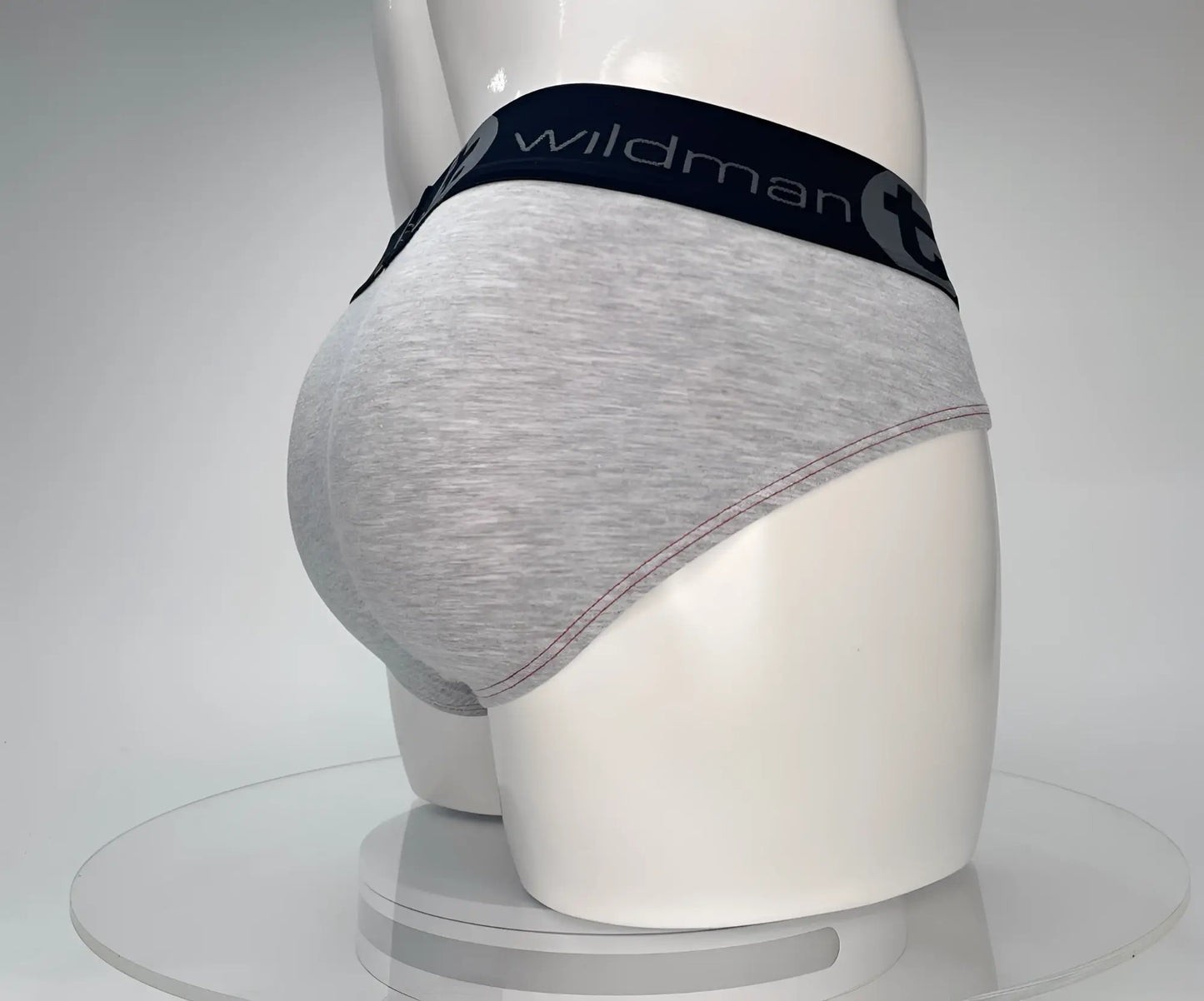 Gray heathered cotton briefs with black wildman elastic waistband from wildmant cotton monster cock brief red and gray collection
