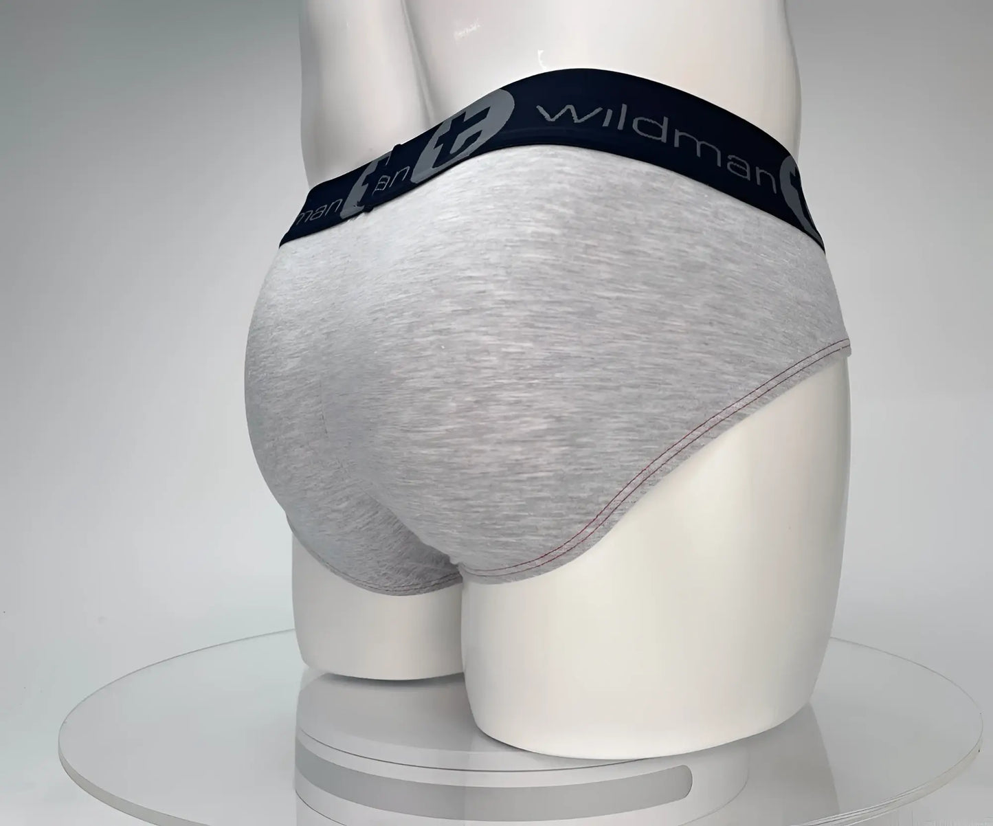 Gray heathered cotton briefs with black elastic waistband branded wildman in white from wildmant cotton monster cock brief red and gray