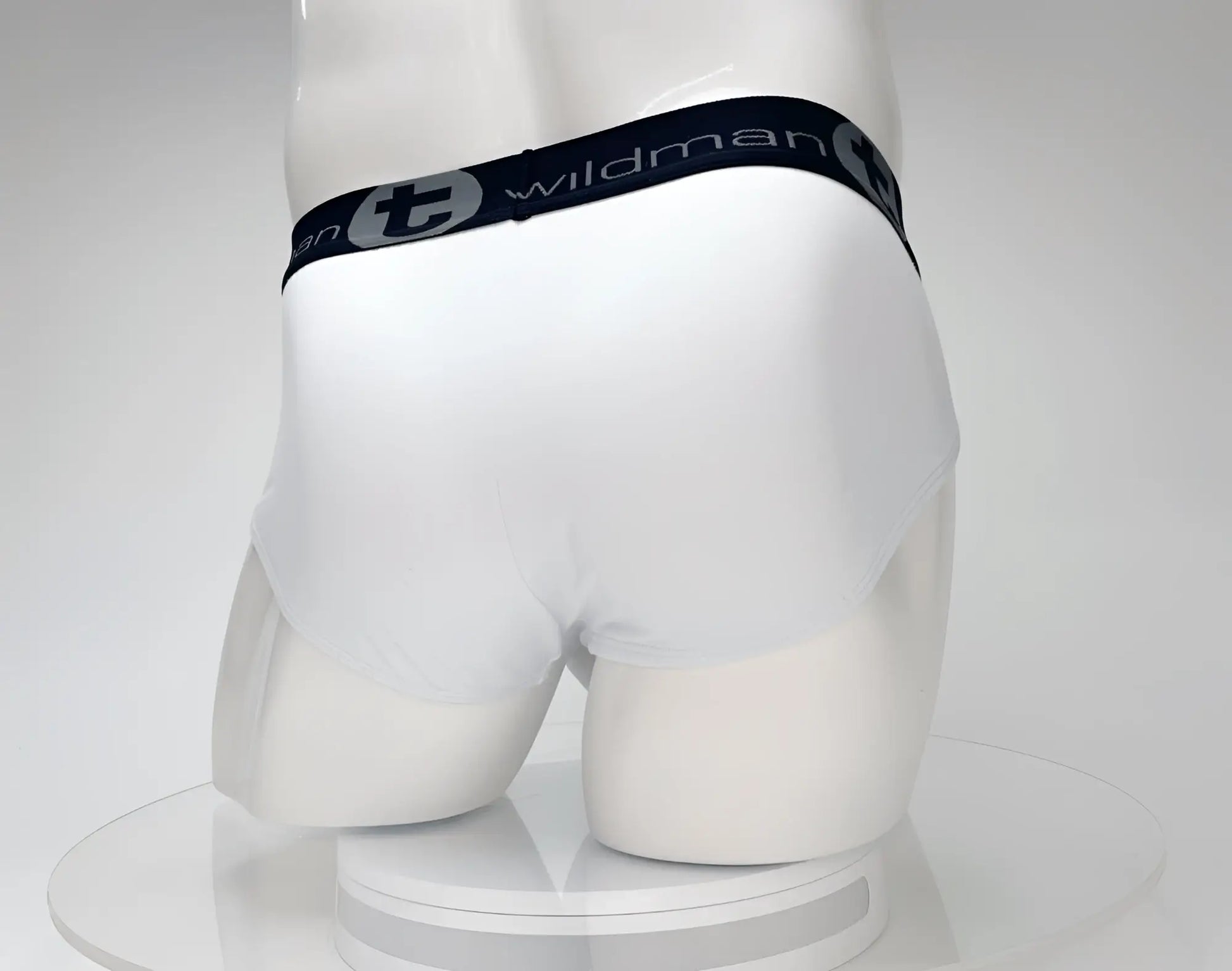 Wildmant cotton monster cock brief white men’s briefs with black elastic waistband and wildman brand logo