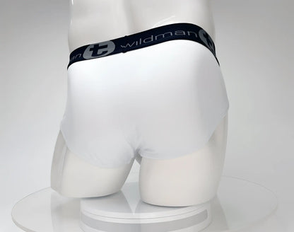 Wildmant cotton monster cock brief white men’s briefs with black elastic waistband and wildman brand logo
