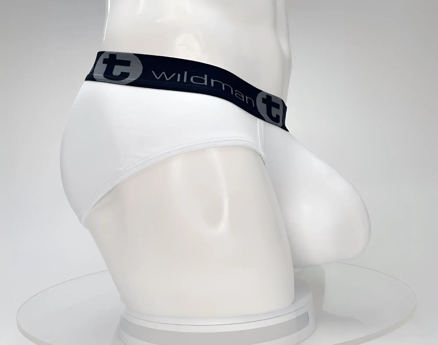 WildmanT cotton monster cock brief white with black wildman elastic waistband and stylized t emblem