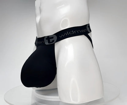 Black WildmanT cotton Monster Cock jockstrap with contoured pouch and elastic waistband for support and comfort