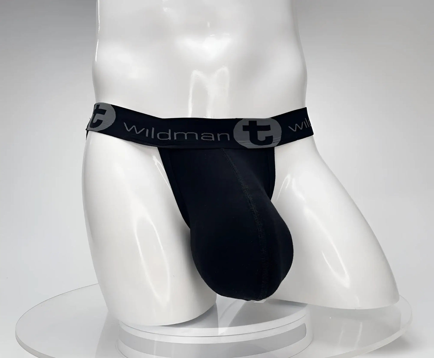 Black wildman brand cotton jockstrap with contoured design and elastic waistband wildmant cotton monster cock