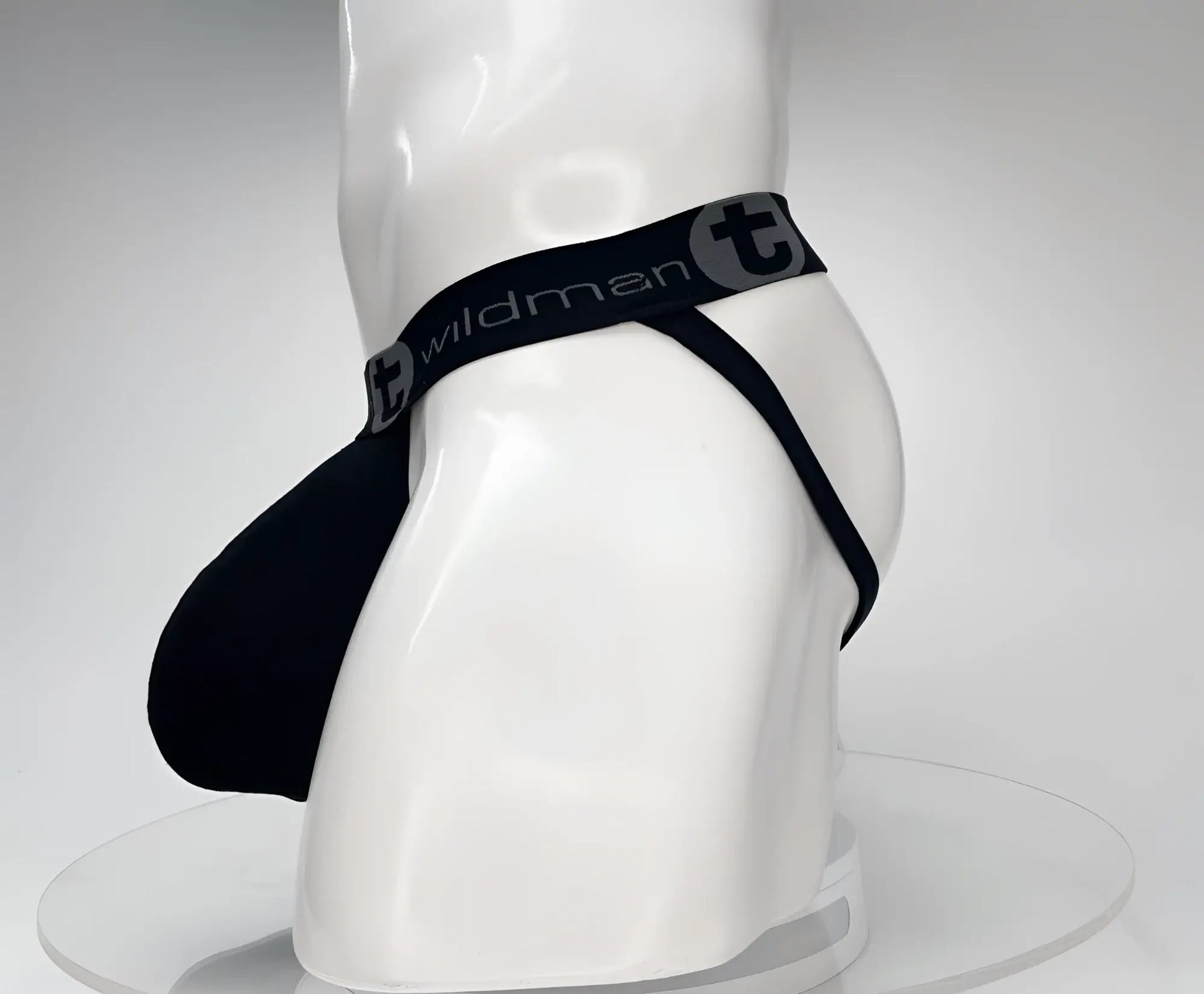 Black wildman cotton monster cock jockstrap with contoured design and elastic waistband for supportive wear