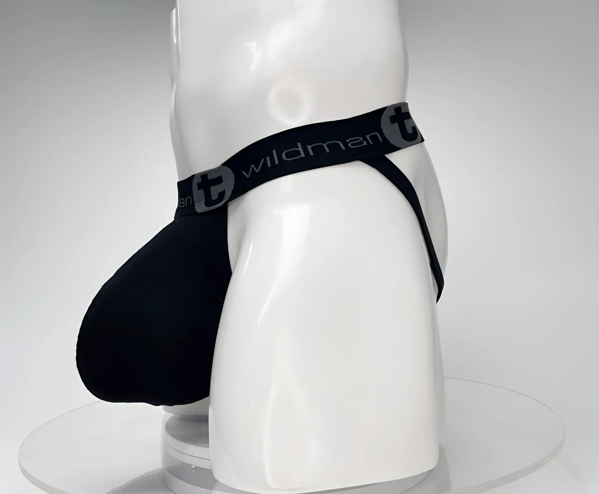 Black wildman cotton monster cock jockstrap with elastic waistband and supportive cup design for active wear
