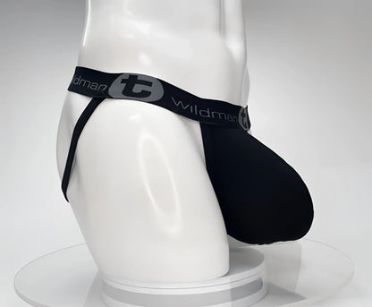 WildmanT cotton monster cock jockstrap black with elastic waistband and supportive pouch by Wildman brand