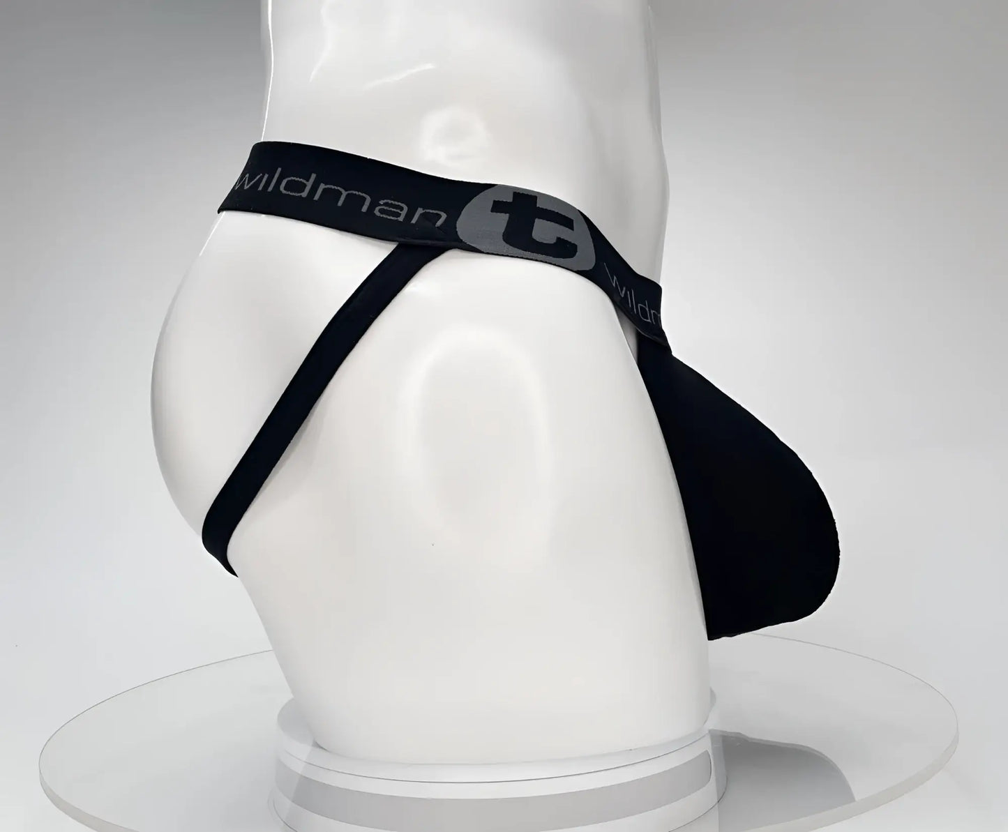Wildmant cotton monster cock jockstrap black with sleek form-fitting design and elastic waistband visible from the back