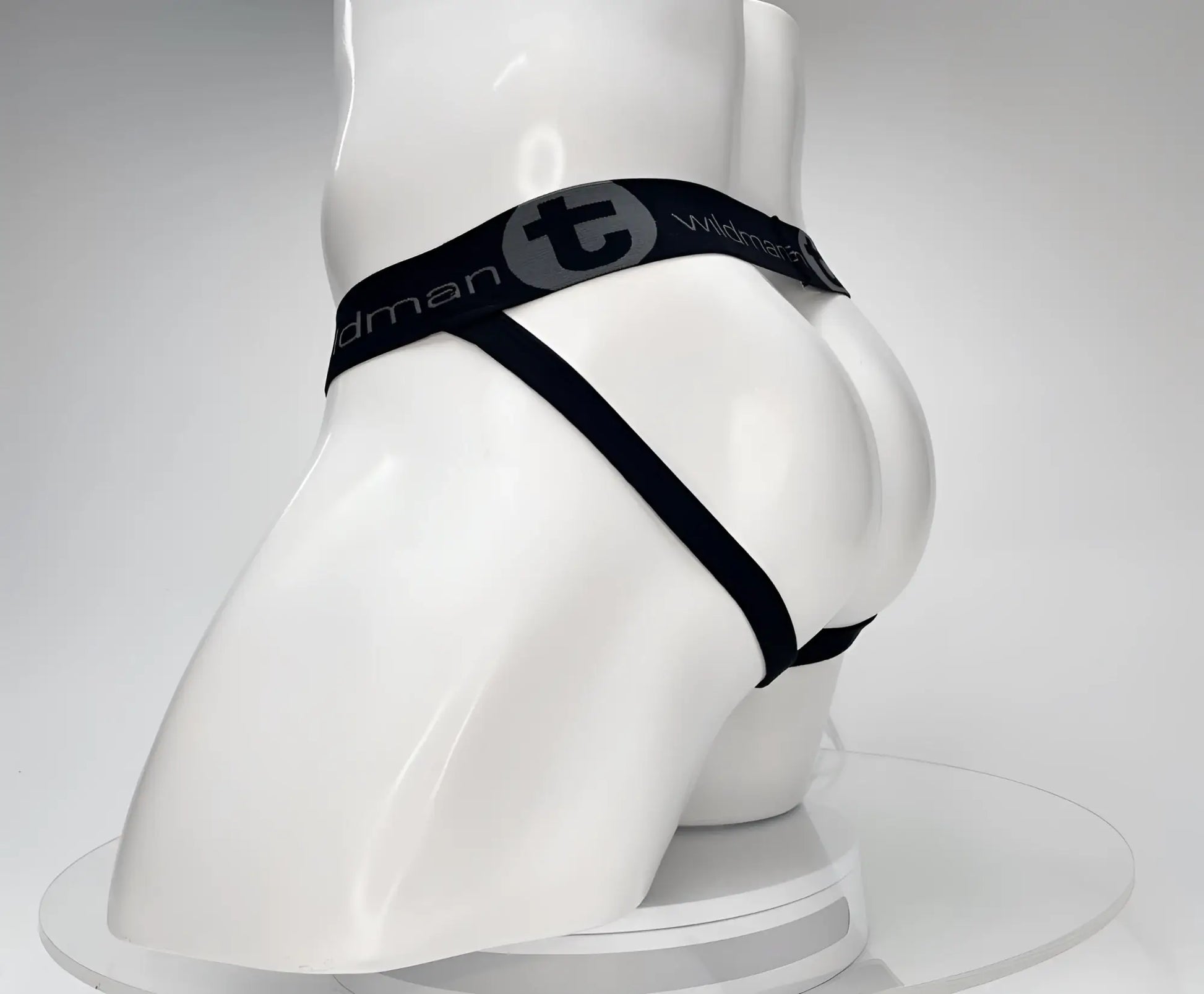 WildmanT cotton monster cock jockstrap black with sleek minimalist design elastic waistband briefs front view