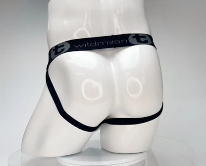 Black elastic waistband briefs with wildmanT branding and stylized t logo in cotton for wildmanT cotton monster cock jockstrap white