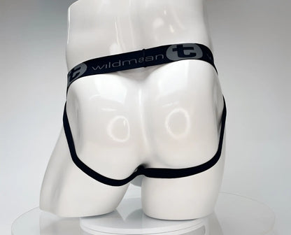 Black elastic waistband briefs with wildman branding on front for wildmant cotton monster cock jockstrap white
