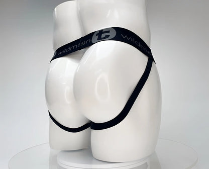 Black elastic waistband briefs with wildman branding and stylized t logo in wildmant cotton monster cock jockstrap white