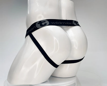 Black wildman brand cotton briefs with sleek minimalist design and elastic waistband shown from the front