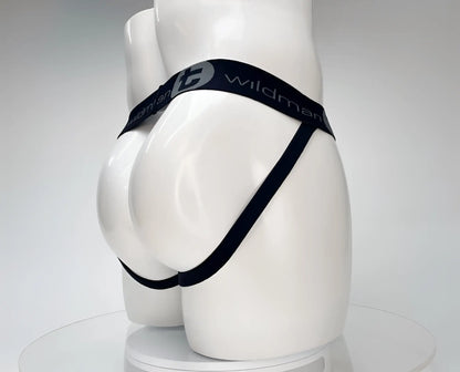 Black wildman briefs with sleek minimalist design and elastic waistband in wildmant cotton monster cock jockstrap white