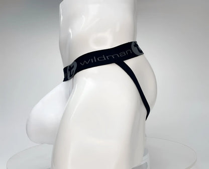Black wildman briefs with smooth elastic waistband and thin side straps from wildmant cotton monster cock jockstrap white