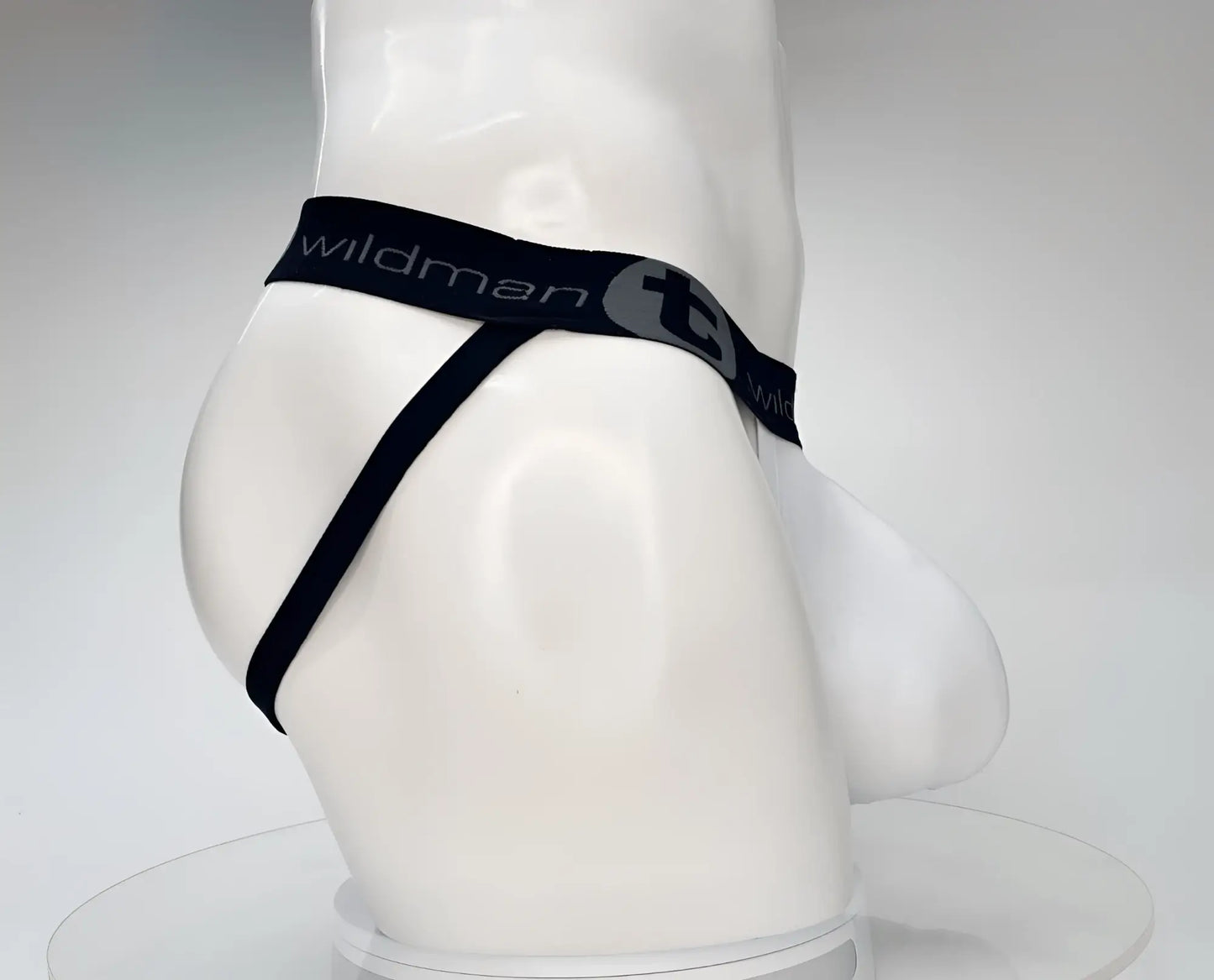 WildmanT cotton monster cock jockstrap white with black wildman brand thong featuring a sleek minimalist design and elastic waistband
