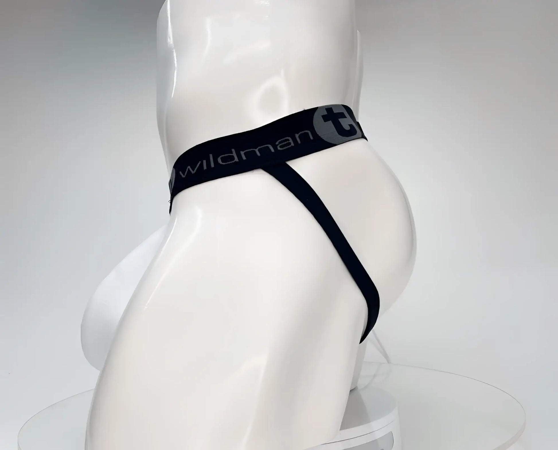 WildmanT cotton monster cock jockstrap white with black wildman brand thong elastic waistband and minimalist design