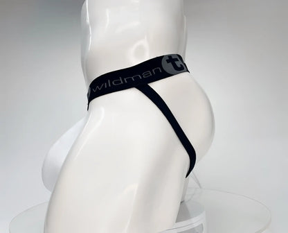 WildmanT cotton monster cock jockstrap white with black wildman brand thong elastic waistband and minimalist design