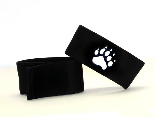 Wildmant fetish max cock ring bear black felt wristband with white embroidered paw print design