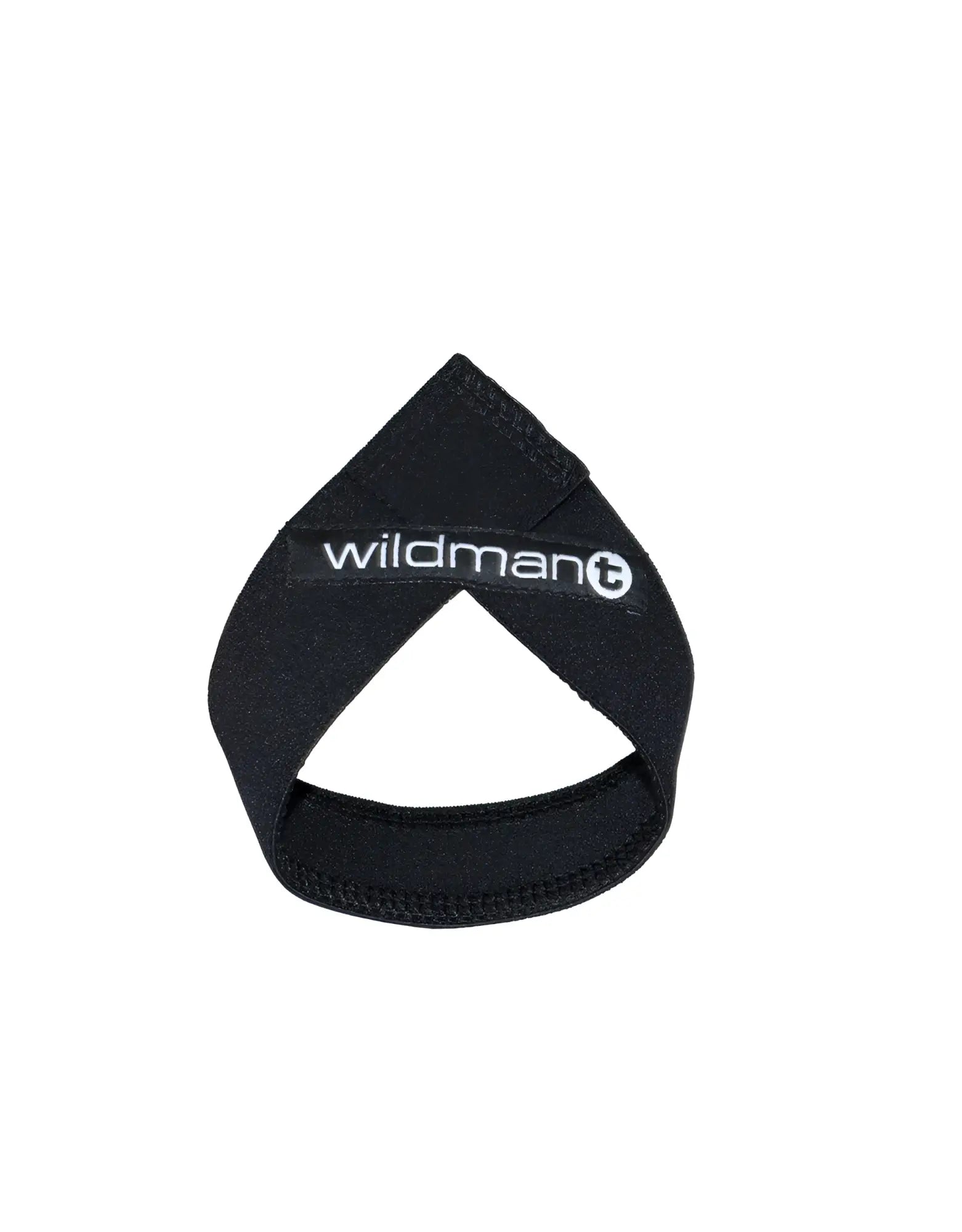 Black neoprene wrist support with wildman branding designed for lifting and heavy workout protection
