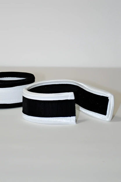 Black and white striped elastic band with smooth stretchy texture for wildmant max cock rings product