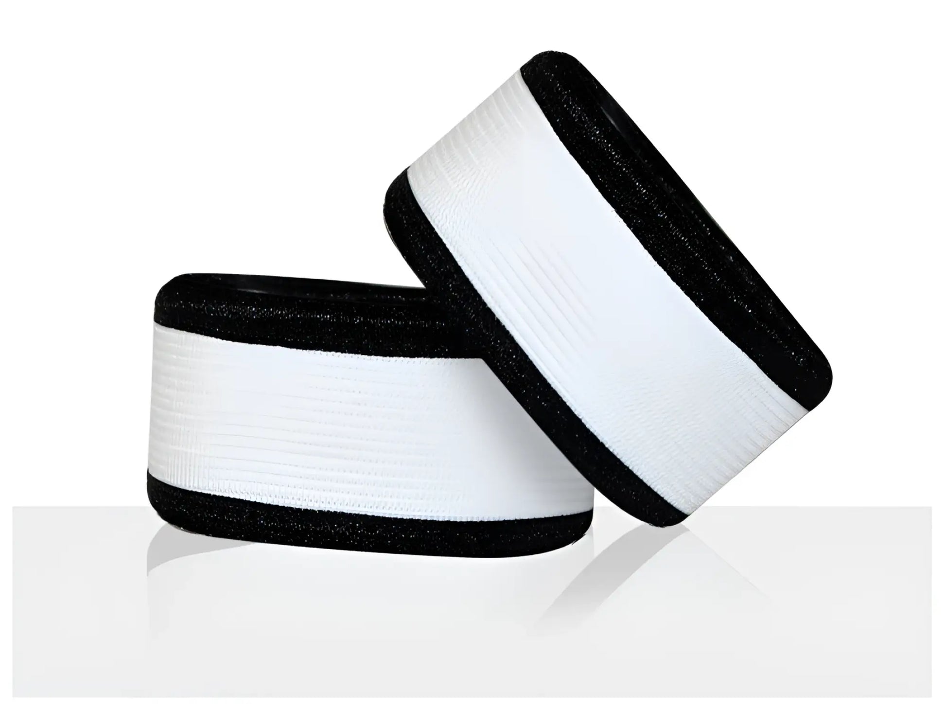 Wildmant max cock-rings elastic wristband in white and black with textured fabric edges for secure fit