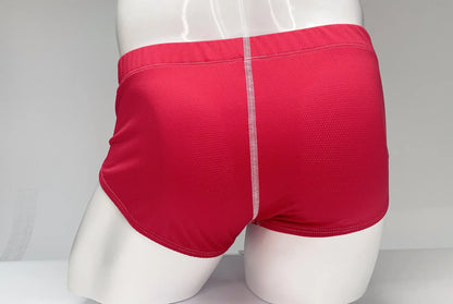 Wildmant mesh brief red red mesh athletic briefs with white central seam front view