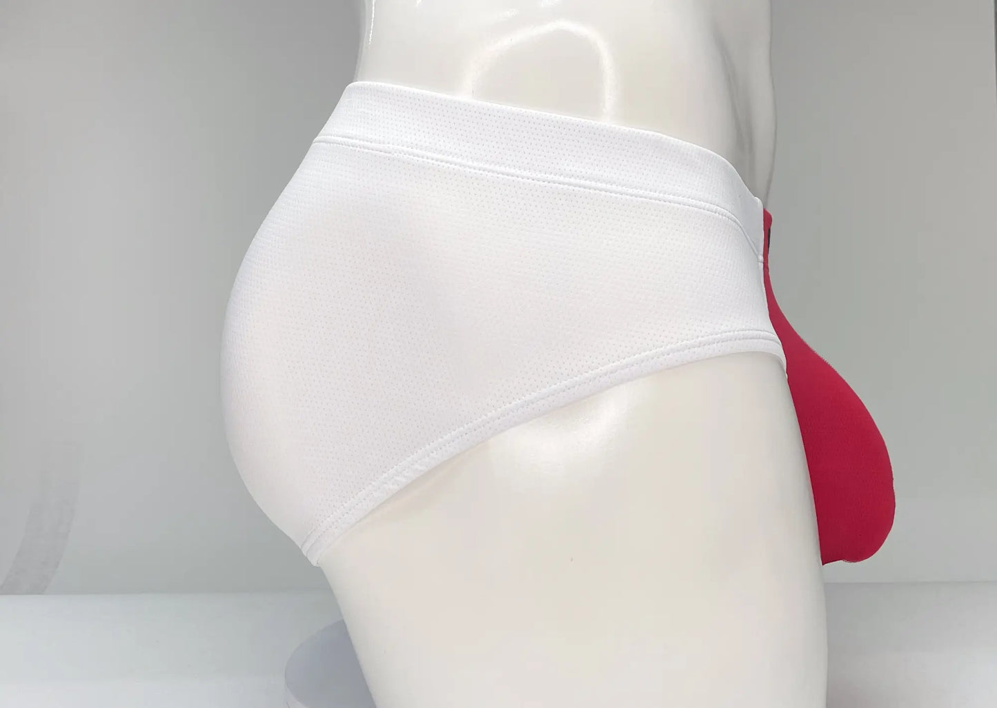 Wildmant mesh brief white and red cotton briefs with a red internal pouch designed for breathability and comfort