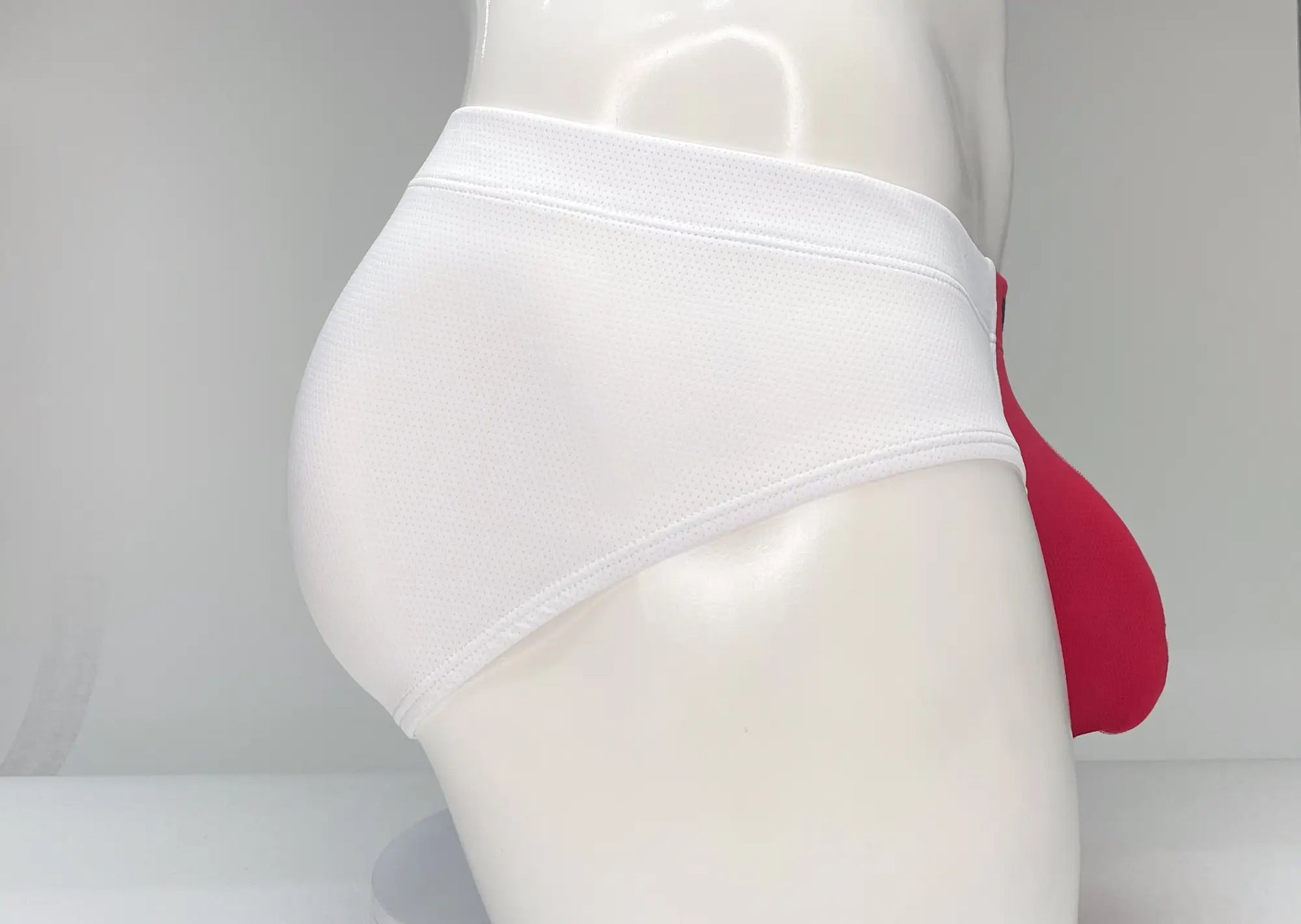 Wildmant mesh brief white and red cotton briefs with a red internal pouch designed for breathability and comfort