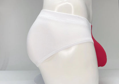 Wildmant mesh brief white and red cotton briefs with a red internal pouch designed for breathability and comfort