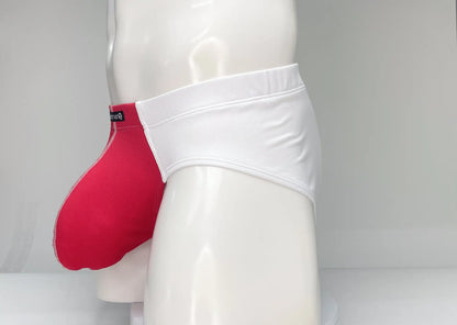 Wildmant mesh brief white and red men’s snug fit briefs with breathable mesh fabric for comfortable support