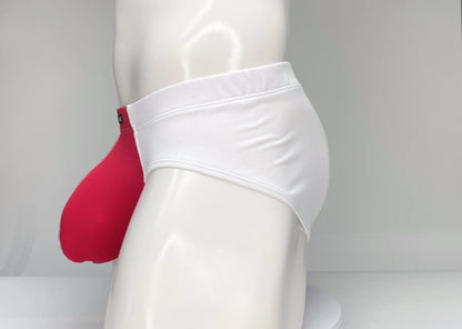 Wildmant mesh brief white and red men’s briefs with supportive pouch design made of breathable mesh fabric