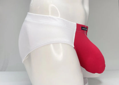 WildmanT mesh brief white and red two-tone men’s briefs with sleek form-fitting mesh design for comfort and style
