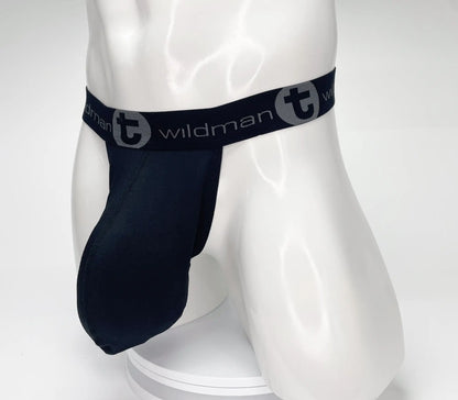 Black wildman brand wildmant mesh monster cock strapless pouch jockstrap with contoured design and elastic waistband