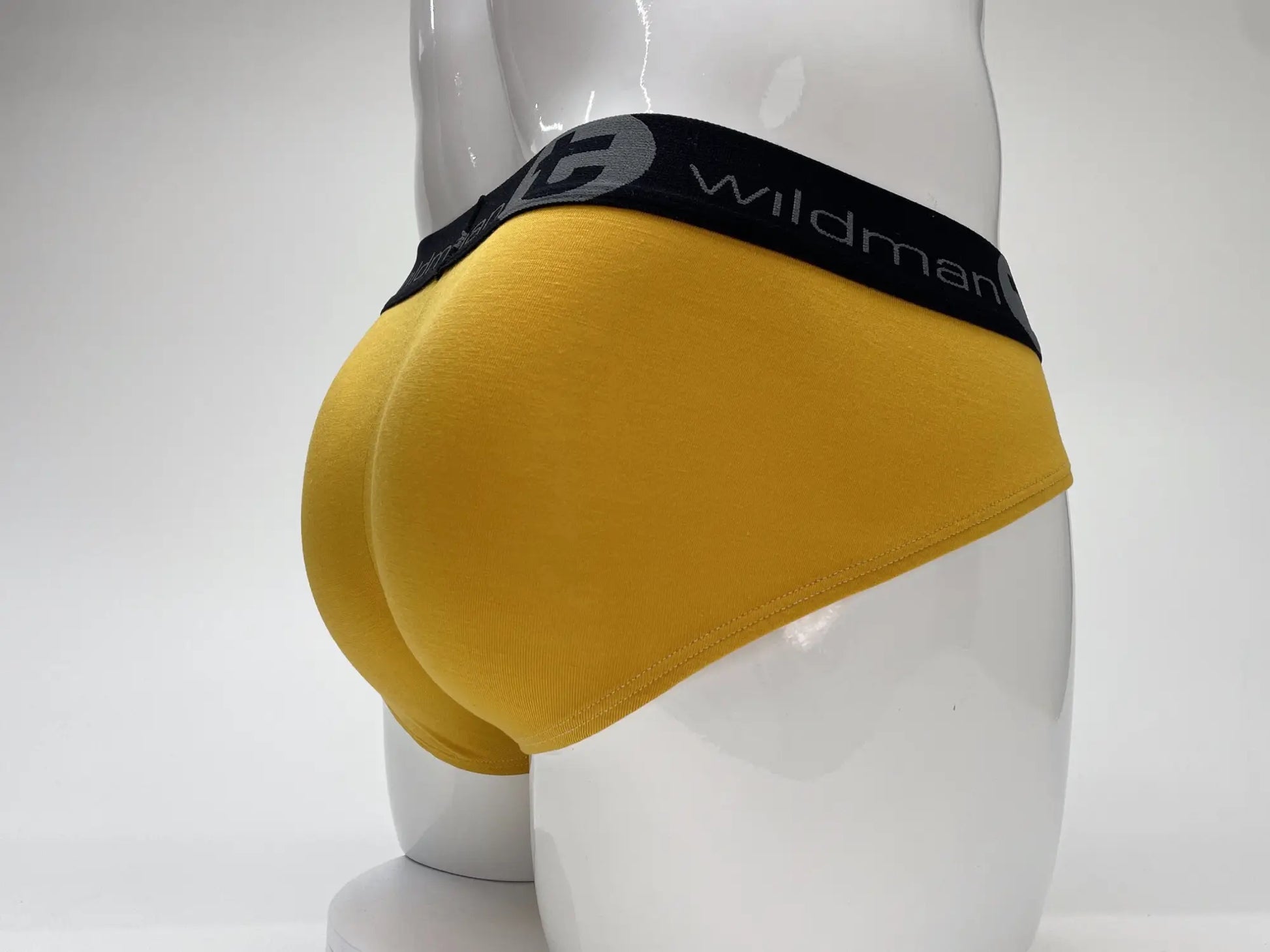 Wildman modal big boy pouch brief in gold with black elastic waistband featuring white wildman logo