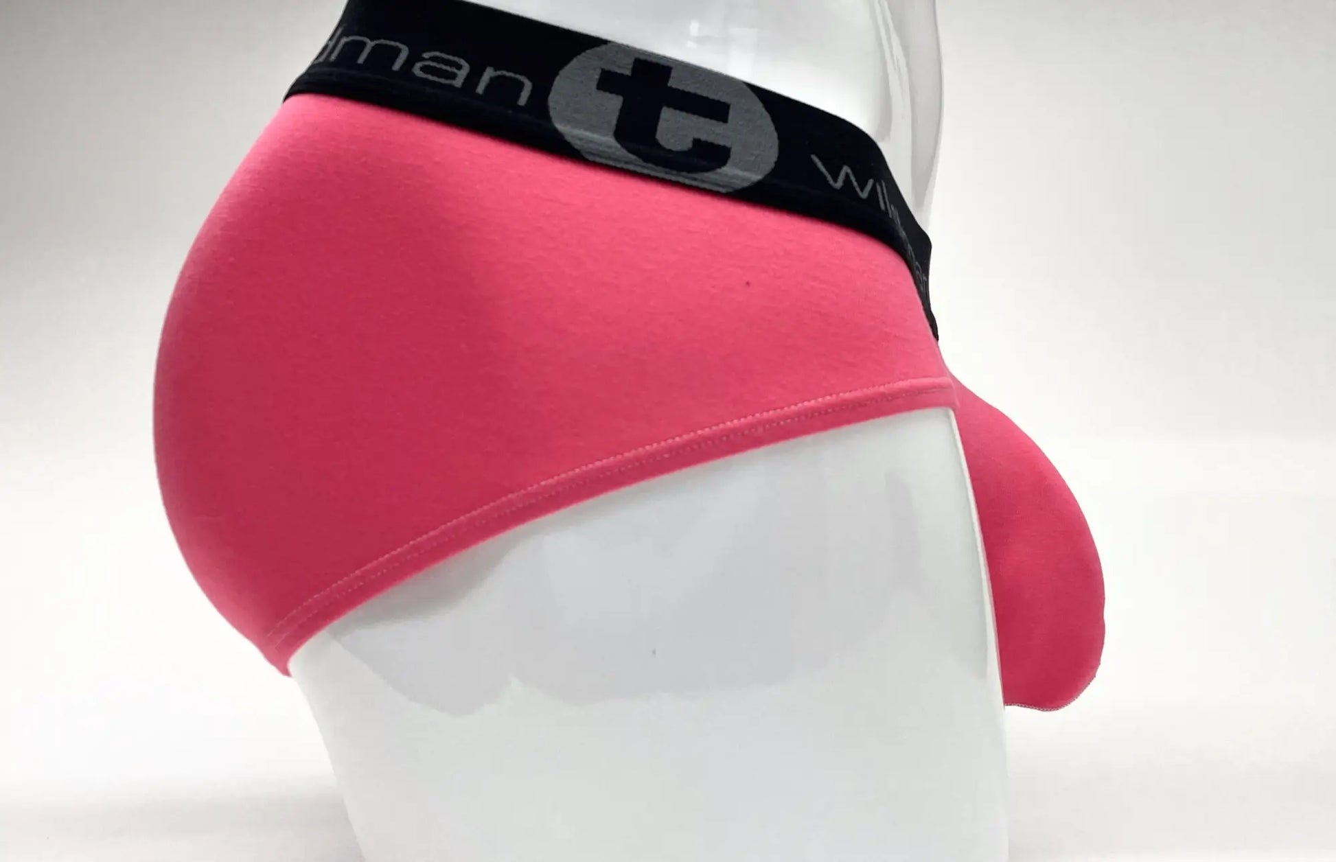 Wildmant modal big boy pouch brief pink bright pink mens briefs with black waistband featuring t logo and brand name