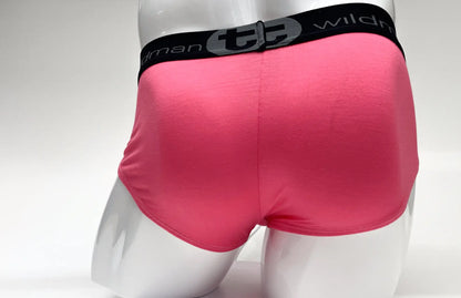 Pink wildman modal big boy pouch brief with black elastic waistband featuring wildman brand logo