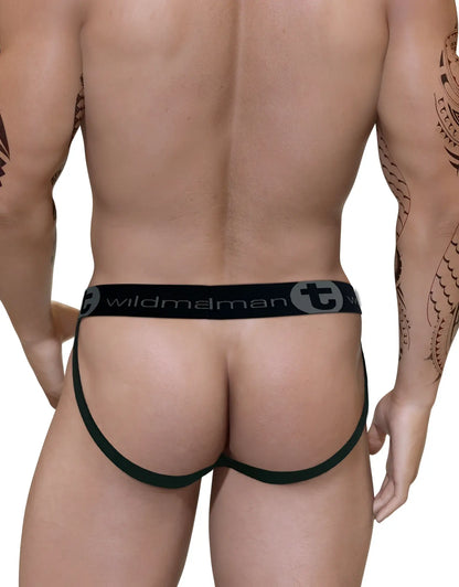 Black wildman wildmant modal big boy pouch jockstrap in royal blue with sleek contoured design and elastic straps