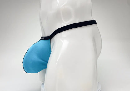 Wildmant modal micro thong big boy pouch in baby blue with black waistband made of soft modal fabric