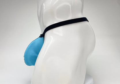 Blue silicone pouch with black elastic strap for wildmant modal micro thong big boy pouch baby blue