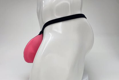 Wildmant modal micro thong big boy pouch in pink silicone with black elastic band for comfortable support