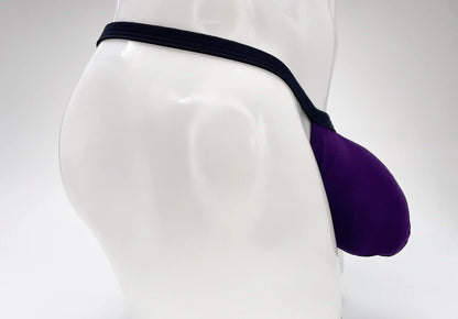 Wildmant modal micro thong big boy pouch jockstrap in purple and black with supportive contoured design
