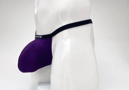 Purple WildmanT modal micro thong big boy pouch with black elastic waistband featuring wideman logo